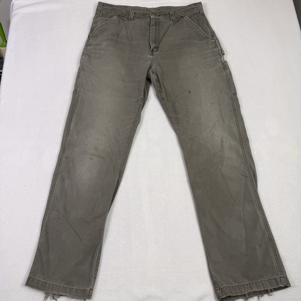 Vintage Carhartt B11 BRN Work Dungaree Pants Mens 34x32 Brown Washed Duck Canvas